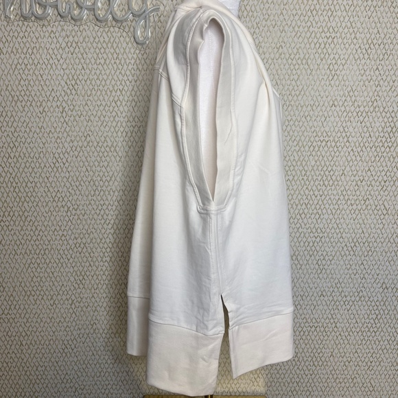 NWT Athleta Off White RetroTerry V Neck Cotton Blend Sweatshirt Size 1X - Picture 3 of 9